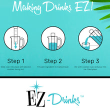 Load image into Gallery viewer, EZ DRINKS COCKTAIL PITCHER W/ 5 COCKTAIL RULERS & 20 RECIPES